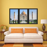 3D Office Window Taj Mahal Wall Art Decal View Sticker Peel and Stick Scenic Mural VWAQ - OW16