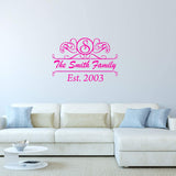 Custom Family Name Wall Decal - Personalized Monogram Wall Sticker Year Established VWAQ - CS21