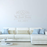 Custom Family Name Wall Decal - Personalized Monogram Wall Sticker Year Established VWAQ - CS21