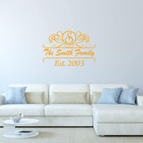 Custom Family Name Wall Decal - Personalized Monogram Wall Sticker Year Established VWAQ - CS21