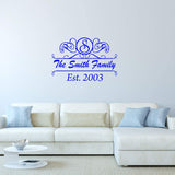 Custom Family Name Wall Decal - Personalized Monogram Wall Sticker Year Established VWAQ - CS21