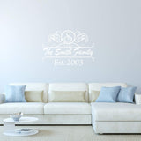 Custom Family Name Wall Decal - Personalized Monogram Wall Sticker Year Established VWAQ - CS21