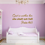 VWAQ God is Within Her She Shall Not Fall Wall Decal Psalm 46:5 Christian Bible Sticker Decor for Girls Room