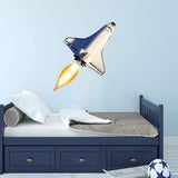 VWAQ Rocket Ship Wall Decal - Spaceship Stickers for Kids Walls Peel and Stick Space Decor - NA11 