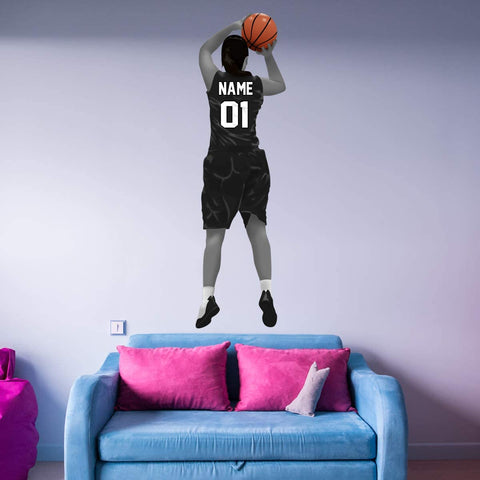 VWAQ Custom Girl Basketball Player Wall Decal - Personalized Name Sports Wall Sticker Peel and Stick - HOL50 