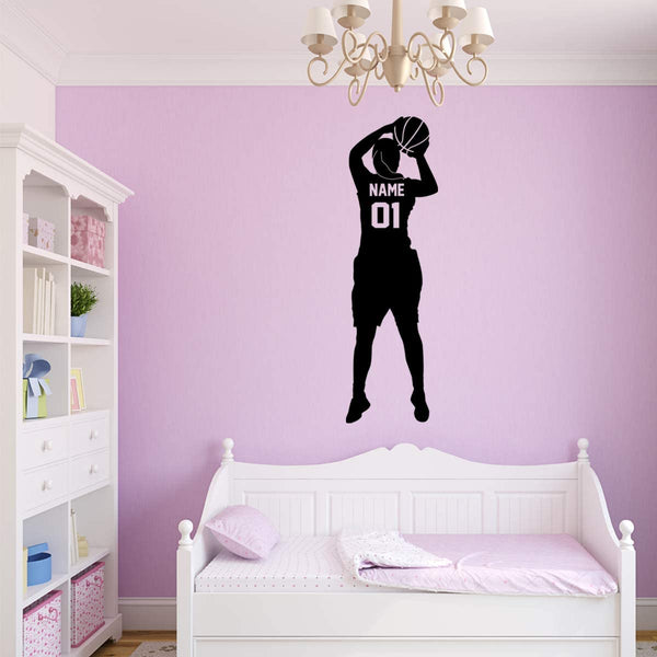 VWAQ Custom Basketball Girl Wall Decal - Personalized Name Girls Room Sports Decor - CS22 