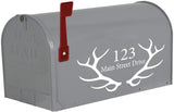 Mailbox Decal Antlers Custom Home Address Vinyl Stickers Set of 2 VWAQ - CMB27