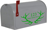 Mailbox Decal Antlers Custom Home Address Vinyl Stickers Set of 2 VWAQ - CMB27