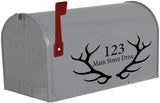 VWAQ Mailbox Decal Antlers Custom Home Address Vinyl Stickers Set of 2 - CMB27 