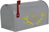 Mailbox Decal Antlers Custom Home Address Vinyl Stickers Set of 2 VWAQ - CMB27