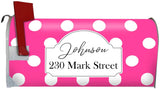 Personalized Polka Dot Mailbox Cover Magnetic - Custom Address Mailbox Wrap VWAQ - PMBM9