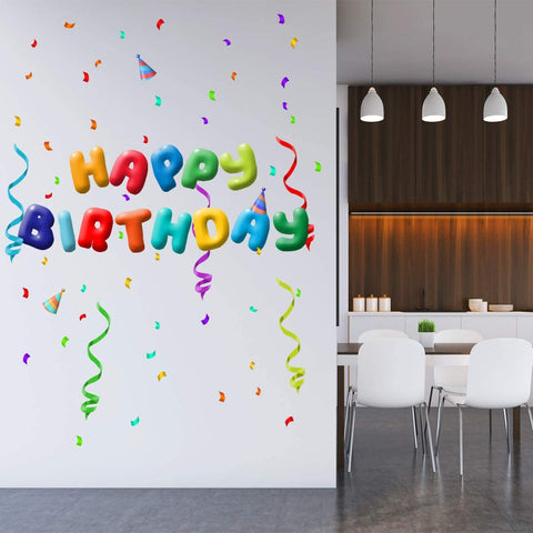 VWAQ Happy Birthday Wall Decals Party Set Stickers - Peel and Stick Removable - NA13