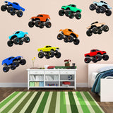 VWAQ Peel and Stick Big Trucks Wall Decals for Boys Room Kids Decor Stickers Large - 10 Pcs NA14