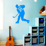 Hockey Player Wall Decal Personalized - Custom Name Sports Wall Sticker for Boys Room VWAQ - CS23