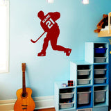 Hockey Player Wall Decal Personalized - Custom Name Sports Wall Sticker for Boys Room VWAQ - CS23