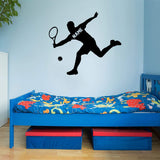 VWAQ Tennis Player Wall Decal Personalized - Custom Name Sports Wall Sticker for Boys Room - CS24 
