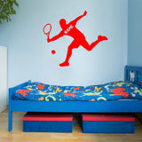 Tennis Player Wall Decal Personalized - Custom Name Sports Wall Sticker for Boys Room VWAQ - CS24
