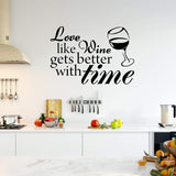 VWAQ Love Like Wine Gets Better with Time Sticker Vinyl Wall Decal Home Decor 