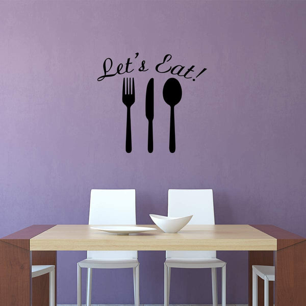 VWAQ- Let's Eat Dining Room Wall Decals Kitchen Sayings Vinyl Letters Quotes 