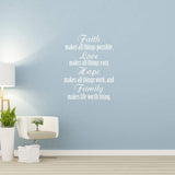 Faith Makes All Things Possible Love Makes All Things Easy Wall Art Decal Christian Quotes Decor VWAQ - V2