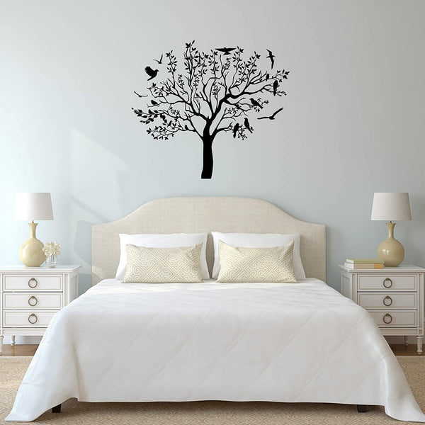 VWAQ Vinyl Wall Decal Tree with Birds Branches Decor Stickers Living Room Leaves Nursery Art - V1 