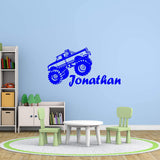 Personalized Monster Size Big Trucks with Personalized Name Wall Decal VWAQ CS29