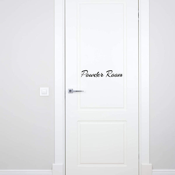 VWAQ Powder Room Vinyl Door Decals Home Bathroom Decor Quotes - V2 