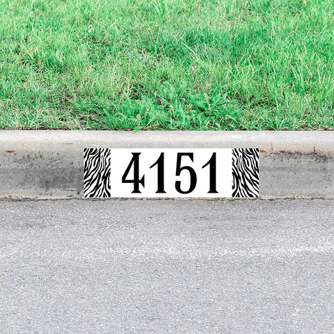 VWAQ Customized Curb Number Decal Zebra Pattern Personalized Home Address Vinyl Sticker - PCCD6