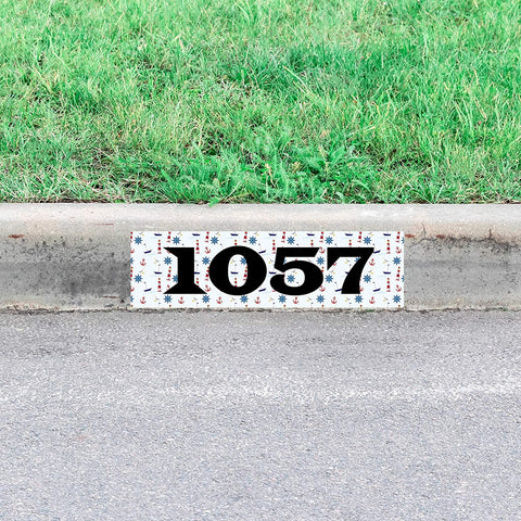 VWAQ Custom Curb Number Stencil Sticker Street Address Nautical Curbside Decal Peel and Stick - PCCD17