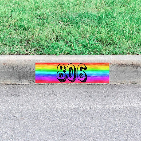 VWAQ Personalized Curb Street Address Number Decal Rainbow Sticker Custom Outside Home Decor - PCCD14
