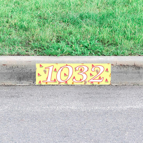 VWAQ Summer Curb Decal Personalized Address Number Sticker Custom Curbside Street Address Seasonal Decor - PCCD25