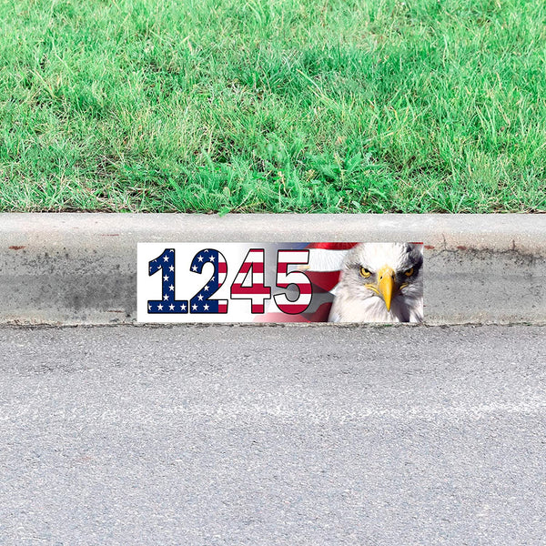 VWAQ Personalized Patriotic Curb Sticker Curbside Street Numbers Decal American Flag USA Decor - PCCD31
