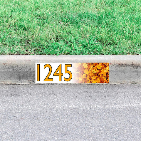 VWAQ Customized Fall Leaves Curbside Decal Personalized Curb Street Numbers Sticker Autumn Decor - PCCD32