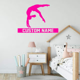 Gymnast Silhouette Wall Decal with Personalized Name VWAQ - CS43