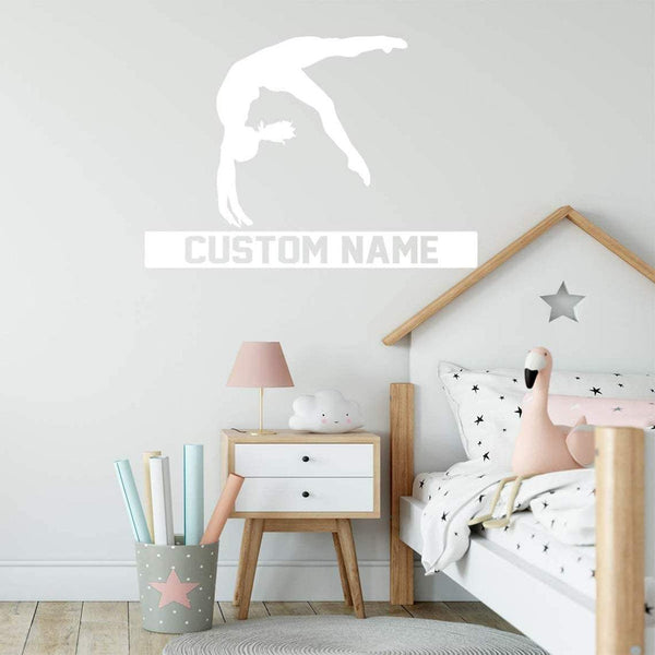 Gymnast Silhouette Wall Decal with Personalized Name VWAQ - CS43