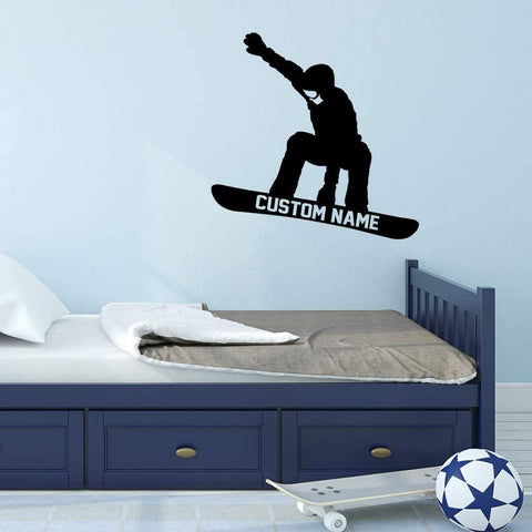 VWAQ Snowboarder Wall Decal with Personalized Name - CS46 