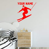 Skiing Wall Decal with Personalized Name VWAQ - CS47