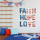 Faith Hope Love Wall Decal Printed American Flag Sticker Lettering VWAQ - PT3