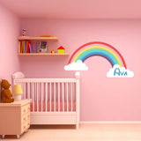 VWAQ Rainbow Nursery Decal with Personalized Name - RB3 