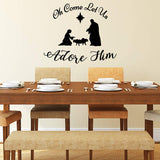VWAQ Oh Come Let Us Adore Him Nativity Scene Wall Decal 