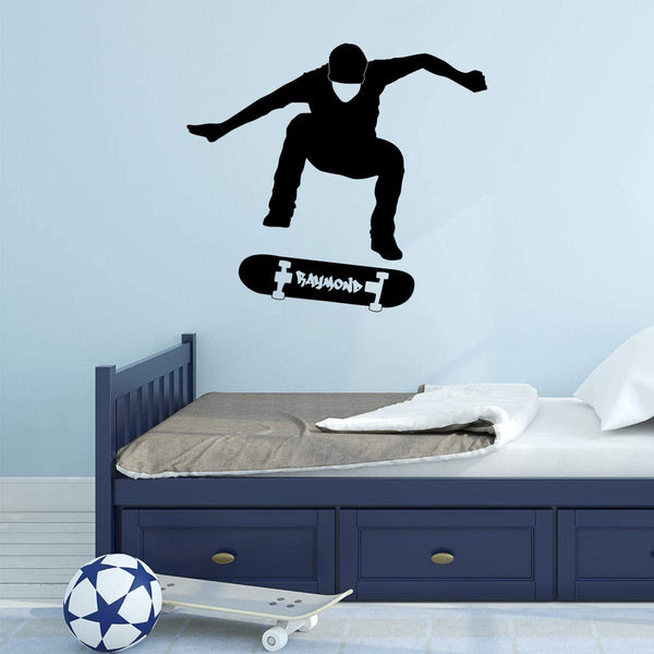 VWAQ Custom Skateboarder Wall Decal Personalized With Name of Choice - CS50 