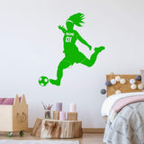 Custom Name Girls Soccer Player Vinyl Wall Sticker Personalized Sports Decor Soccer Ball Sticker VWAQ - TTC28