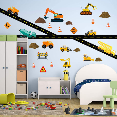 VWAQ Construction Wall Decals Boys Room Heavy Machinery Vehicle Stickers Peel and Stick - 30 PCS - PAS41