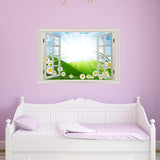 VWAQ - Kids Flower Field Window Wall Decal Nature Sticker Peel and Stick - NWT29 