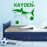 Custom Shark Name Wall Decal Personalized Kids Room Decor VWAQ - CS58