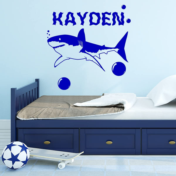 Custom Shark Name Wall Decal Personalized Kids Room Decor VWAQ - CS58