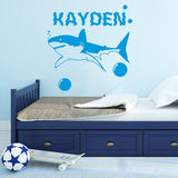 Custom Shark Name Wall Decal Personalized Kids Room Decor VWAQ - CS58