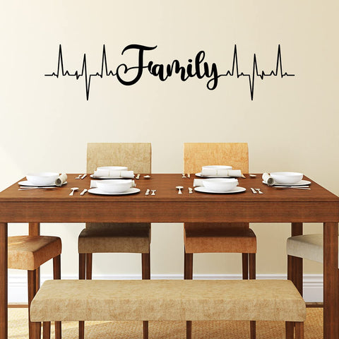 VWAQ Family Heartbeat Line Wall Decal Living Room Home Decor 