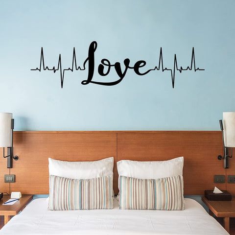 VWAQ Love Wall Decal Heartbeat Line Living Room Home Decor 