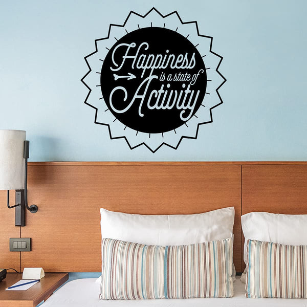 VWAQ Happiness is a State of Activity Wall Decal Inspirational Attitude Quote Motivational Classroom Wall Art Stickers 